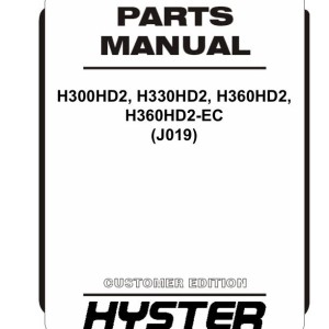 Hyster J019 H300HD2 H330HD2 H360HD2 H360HD2-EC Parts Catalog 4059541 06-2024