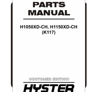 Hyster K117 H1050XD-CH H1150XD-CH Parts Catalog 4278429 02-2024