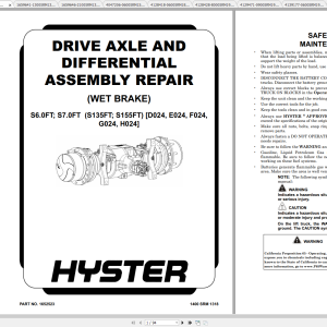 Hyster H024 S135FT S155FT Service Manual