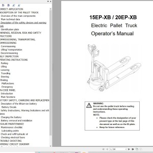 Hyundai 15EP-XB 20EP-XB Electric Pallet Truck Operator Manual