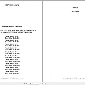 International 3200 to 8600 Series Electrical Circuit Diagram S082854