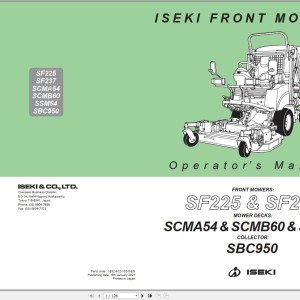 Iseki SF225 SF237 Operators Manual 1832-912-102-0-EN