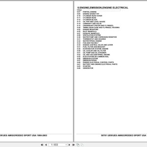 Isuzu UER UES AMIGO RODEO SPORT USA 1998-2003 Spare Parts Catalog PDF 50781