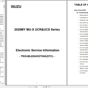 Isuzu MU-X UCR UCS Series 2026 Diagnostics Service Information UCHTML-WEN-2651