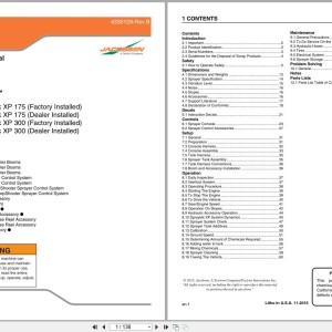 Jacobsen SprayTek XP175 XP300 Accessory Parts Manual 4335129-A 2015