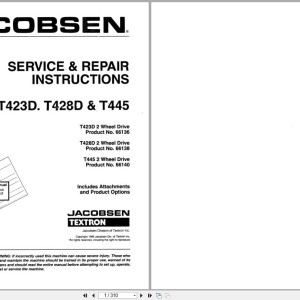 Jacobsen TurfCat 400 Series Service Repair Instructions 4171671 1995