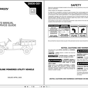Jacobsen Utility Vehicle Hauler 4800 Owners Manual Service Guide 28836 2005