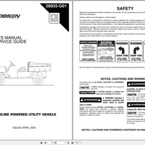 Jacobsen Utility Vehicles Hauler 3500 Owners Manual Service Guide 28835 2005