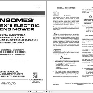 Ransomes E-Plex II 898853 898854 Operation Manual 841156 1998