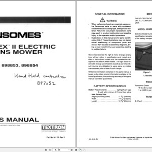 Ransomes E-Plex II 898853 898854 Parts List 841155 1999
