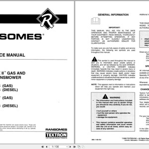 Ransomes G Plex II Diesel Gas-Petrol Parts Maintenance Manual 844096 2000