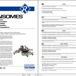 Ransomes HR-9016T Dealer Manual 2812169-ML1 2001