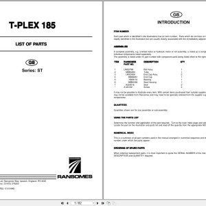 Ransomes T-Plex 185 Parts List 24002G