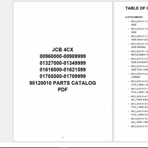 JCB 4CX Parts Catalog 9812-0010