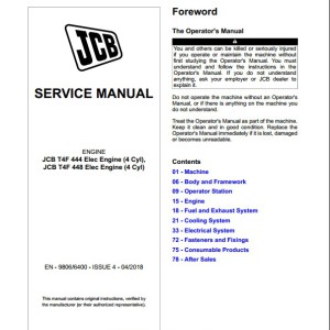 JCB Engines Ecomax 4 Cylinder Tier 4 Final (SJ DJ) Service Manual