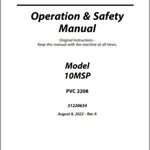 JLG 10MSP PVC 2208 Operation Safety Manual 31220634