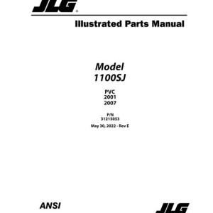 JLG 1100SJ PVC 2001 2007 Parts Manual 31215053