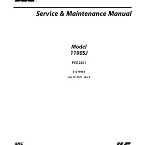 JLG 1100SJ PVC 2201 Service and Maintenance Manual 31219954