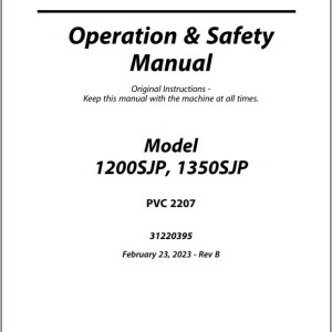 JLG 1200SJP 1350SJP PVC 2207 Operation Safety Manual 31220395