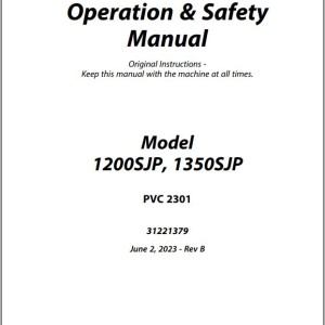 JLG 1200SJP 1350SJP PVC 2301 Operation Safety Manual 31221379