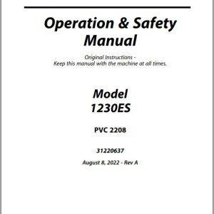 JLG 1230ES PVC 2208 Operation Safety Manual 31220637
