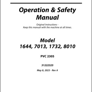 JLG 1644 1732 7013 8010 PVC 2305 Operation Safety Manual 31222325
