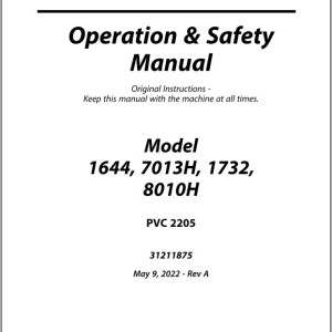 JLG 1644 1732 7013H 8010H PVC 2205 Operation Safety Manual 31211875
