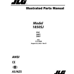 JLG 1850SJ PVC 2001 2007 Parts Manual 31215068