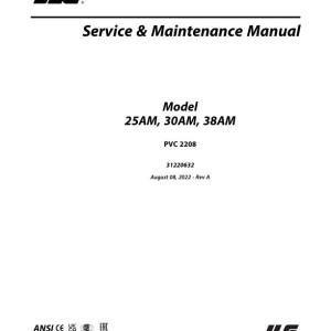 JLG 25AM 30AM 38AM PVC 2208 Service and Maintenance Manual 31220632