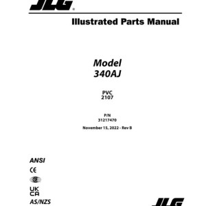 JLG 340AJ PVC 2107 Parts Manual 31217470