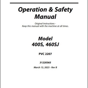 JLG 400S 460SJ PVC 2207 Operation Safety Manual 31220365
