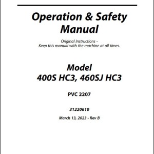 JLG 400S HC3 PVC 2207 460SJ HC3 Operation Safety Manual 31220610