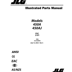 JLG 450A 450AJ PVC 2101 Parts Manual 31215976
