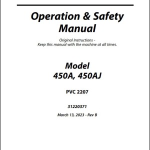 JLG 450A 450AJ PVC 2207 Operation Safety Manual 31220371