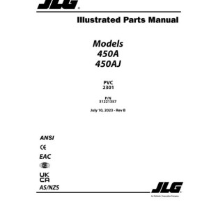 JLG 450A 450AJ PVC 2301 Parts Manual 31221357