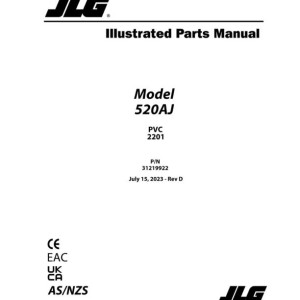 JLG 520AJ PVC 2201 Parts Manual 31219922