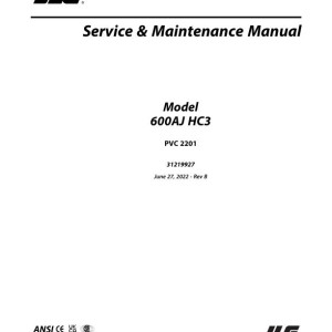 JLG 600AJ HC3 PVC 2201 Service and Maintenance Manual 31219927