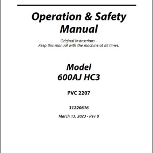 JLG 600AJ HC3 PVC 2207 Operation Safety Manual 31220616