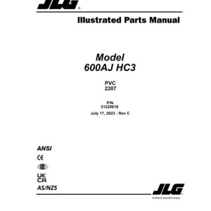 JLG 600AJ HC3 PVC 2207 Parts Manual 31220618