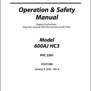 JLG 600AJ HC3 PVC 2301 Operation Safety Manual 31221506