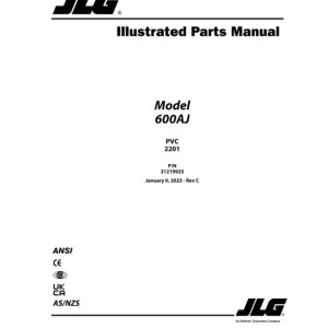 JLG 600AJ PVC 2201 Parts Manual 31219925