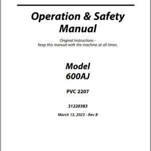 JLG 600AJ PVC 2207 Operation Safety Manual 31220383