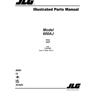 JLG 600AJ PVC 2207 Parts Manual 31220385