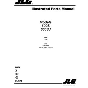JLG 600S 660SJ PVC 2107 Parts Manual 31219053