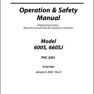 JLG 600S 660SJ PVC 2301 Operation Safety Manual 31221361