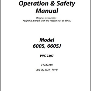JLG 600S 660SJ PVC 2307 Operation Safety Manual 31222366