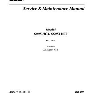 JLG 600S HC3 660SJ HC3 PVC 2201 Service and Maintenance Manual 31219933