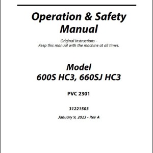 JLG 600S HC3 660SJ HC3 PVC 2301 Operation Safety Manual 31221503
