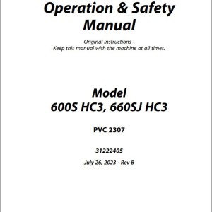JLG 600S HC3 660SJ HC3 PVC 2307 Operation Safety Manual 31222405