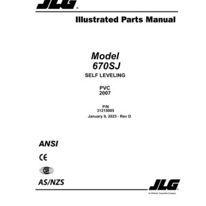 JLG 670SJ PVC 2007 Parts Manual 31215885